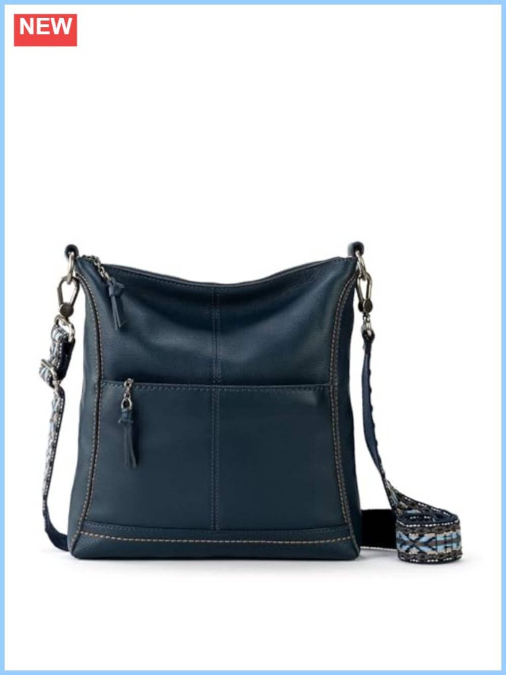 Leather Crossbody Bag with Adjustable Strap & Zipper Closure